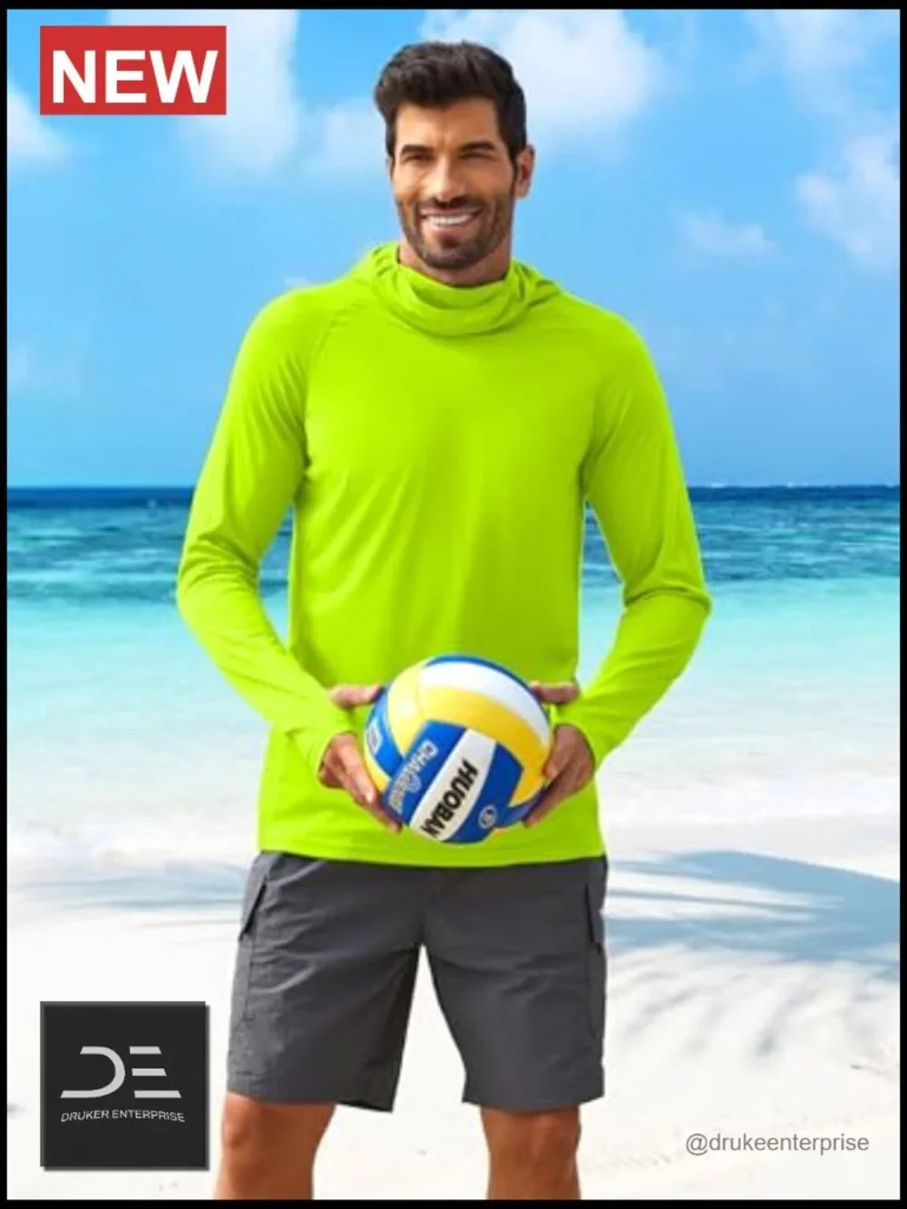 Men's UPF 50+ Sun Protection Hoodie Rash Guard Long Sleeve Fishing Hiking Shirt